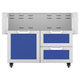 Double drawer and door cart with two blue drawers and two handles