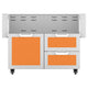 42-inch double drawer and door cart with orange drawer fronts and cabinet doors