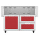 42-inch double drawer and door cart with red drawer fronts and cabinet doors