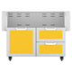 Double drawer and door cart with two yellow drawers and white cabinet frame