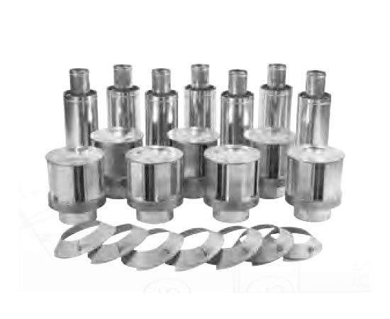 Stainless steel roof vent terminals, pack of 7 with caps and metal straps
