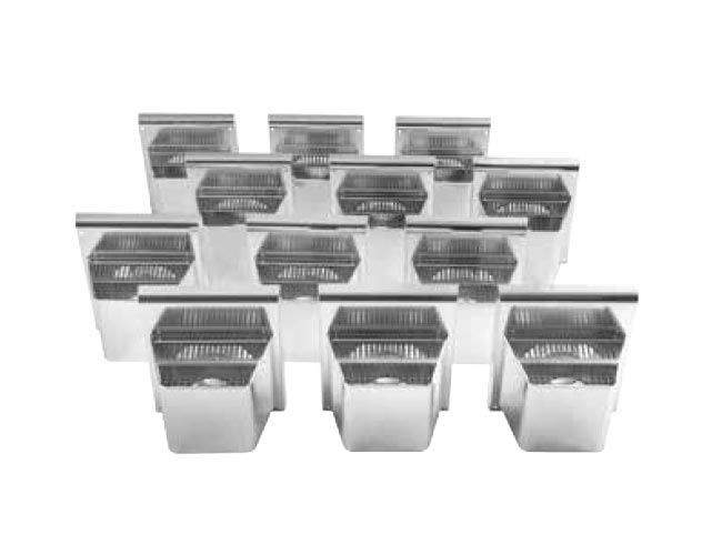 Set of 12 metal vent wall terminal shields with vent openings