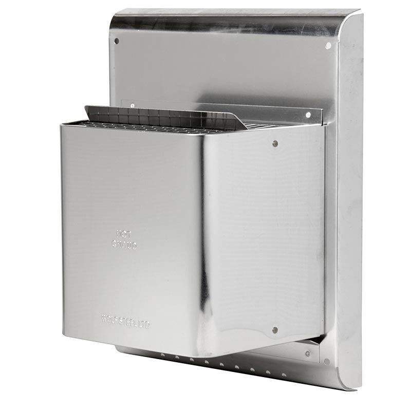 Vent wall terminal shield with galvanized metal finish, rectangular opening