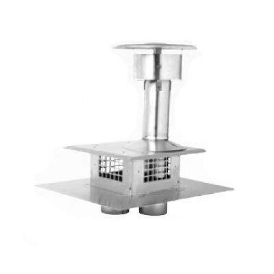 Stainless steel co-linear chimney terminal with circular flue cap and vent slots