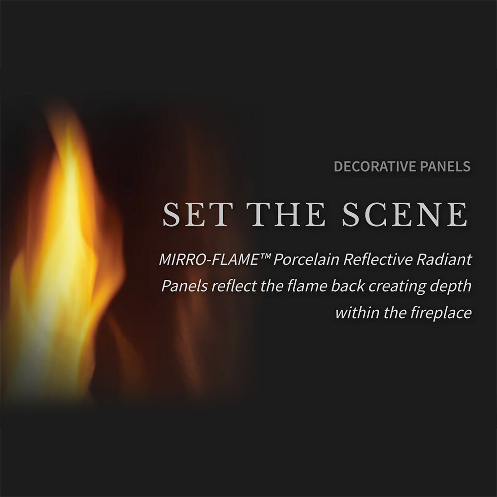 Gas stove decorative panels graphic with glowing flames in a dark scene