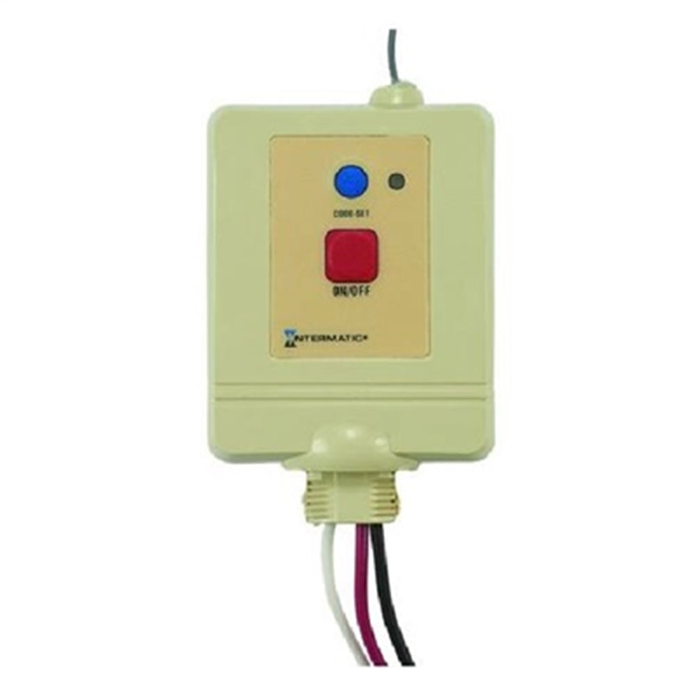 Plug-in remote receiver with antenna and blue/red controls, INTERMATIC logo