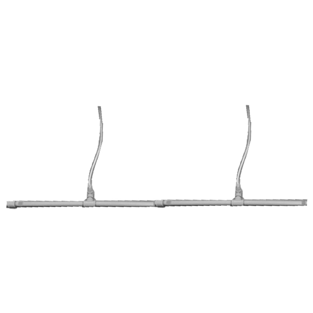 Gas pre-pipe manifold line burner assembly with two vertical risers, 48 in