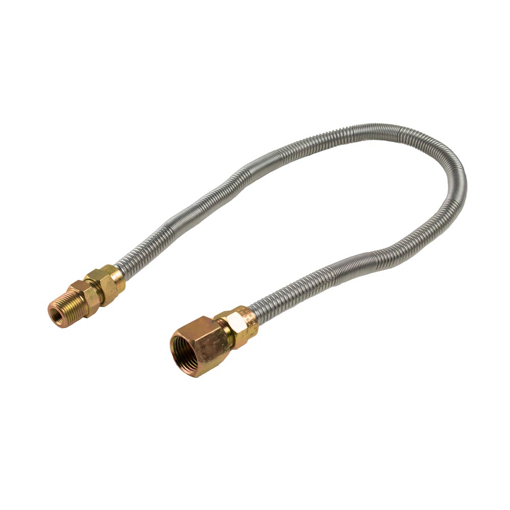 Stainless steel gas flex line with brass fittings, braided flexible hose ends