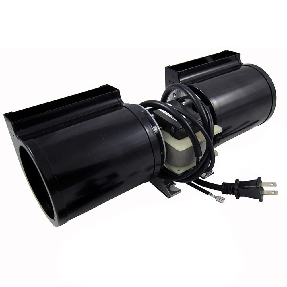 Black blower fan replacement part with motor housing and power plug