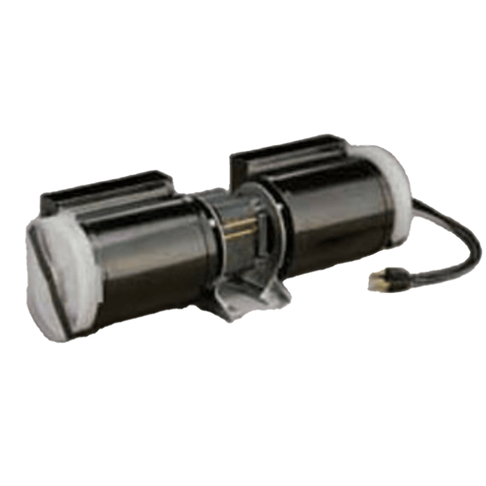 Vent-free firebox fan kit with two cylindrical fan housings and power cord