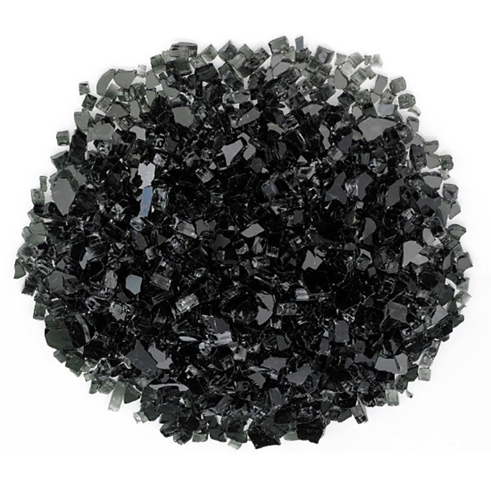 Onyx fire glass chunks, dark black and silver pieces