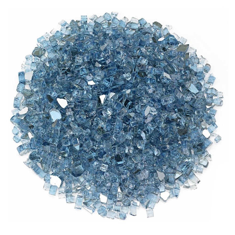 Sapphire blue fire glass chunks, mixed transparent shards for fireplace