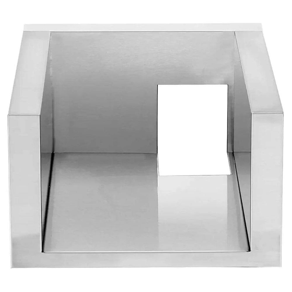 Insulating jacket for grill burner, square light gray housing with front window opening