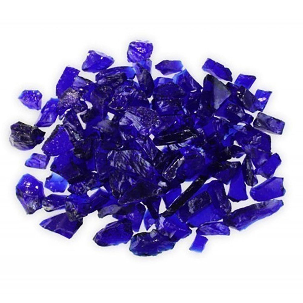 Dark blue broken fire glass, large chunky pieces for fire pits