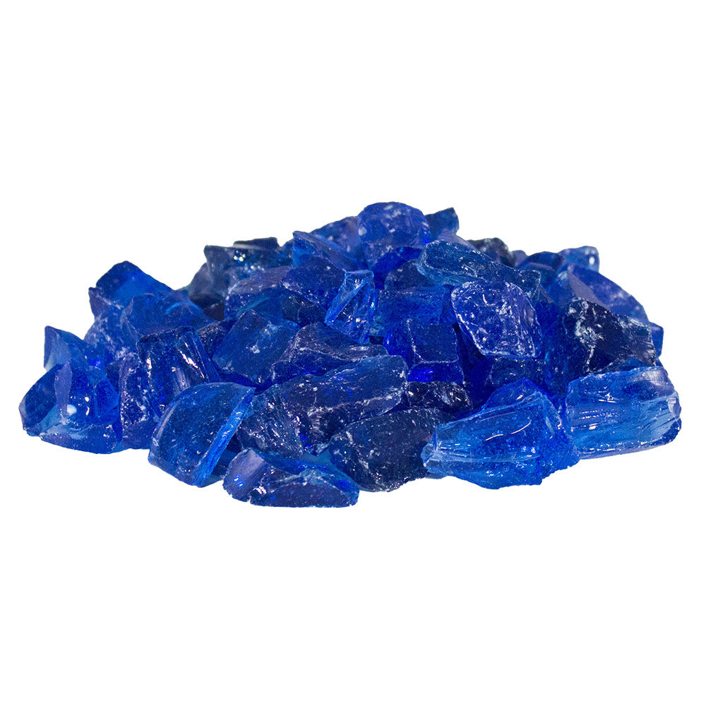 Broken blue fire glass chunks, 1/2 to 3/4 inch
