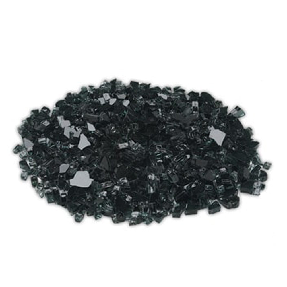 Onyx glass media: dark black crushed glass chips, loose pile, 3 lb