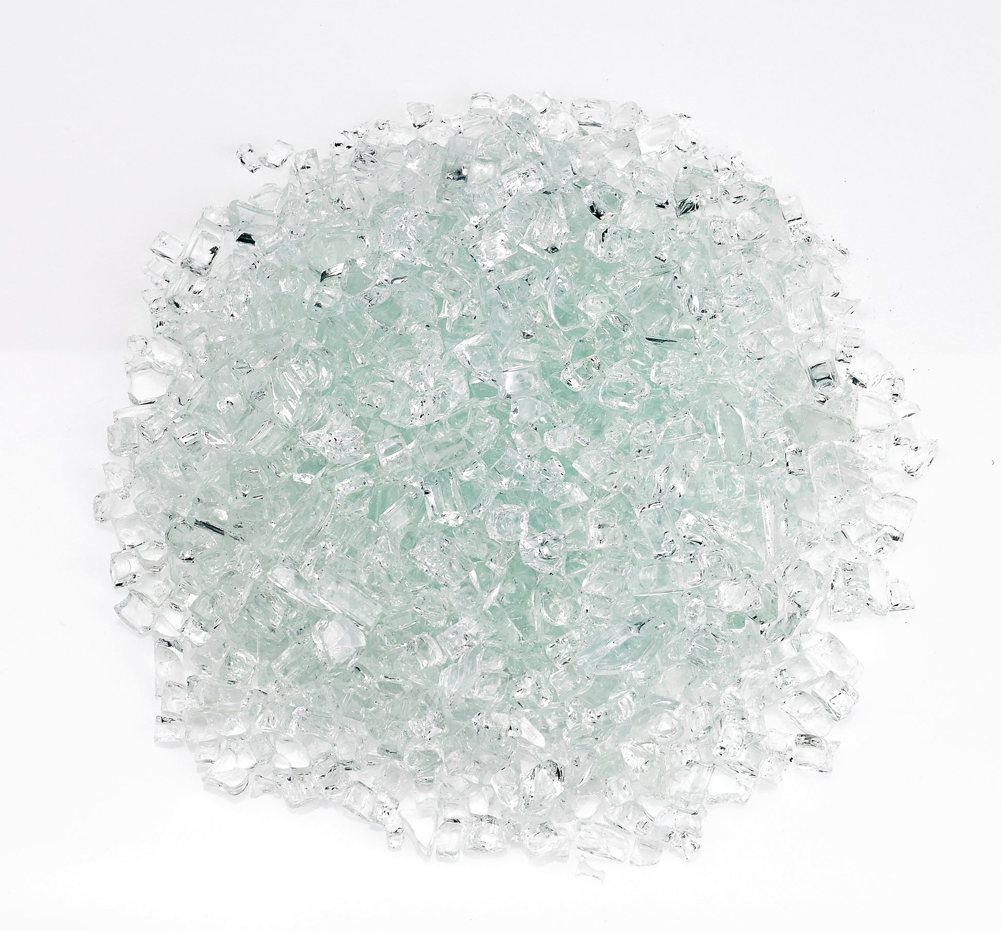 Ice blue and clear fire glass crystals, mixed chunks for fire pits and burners