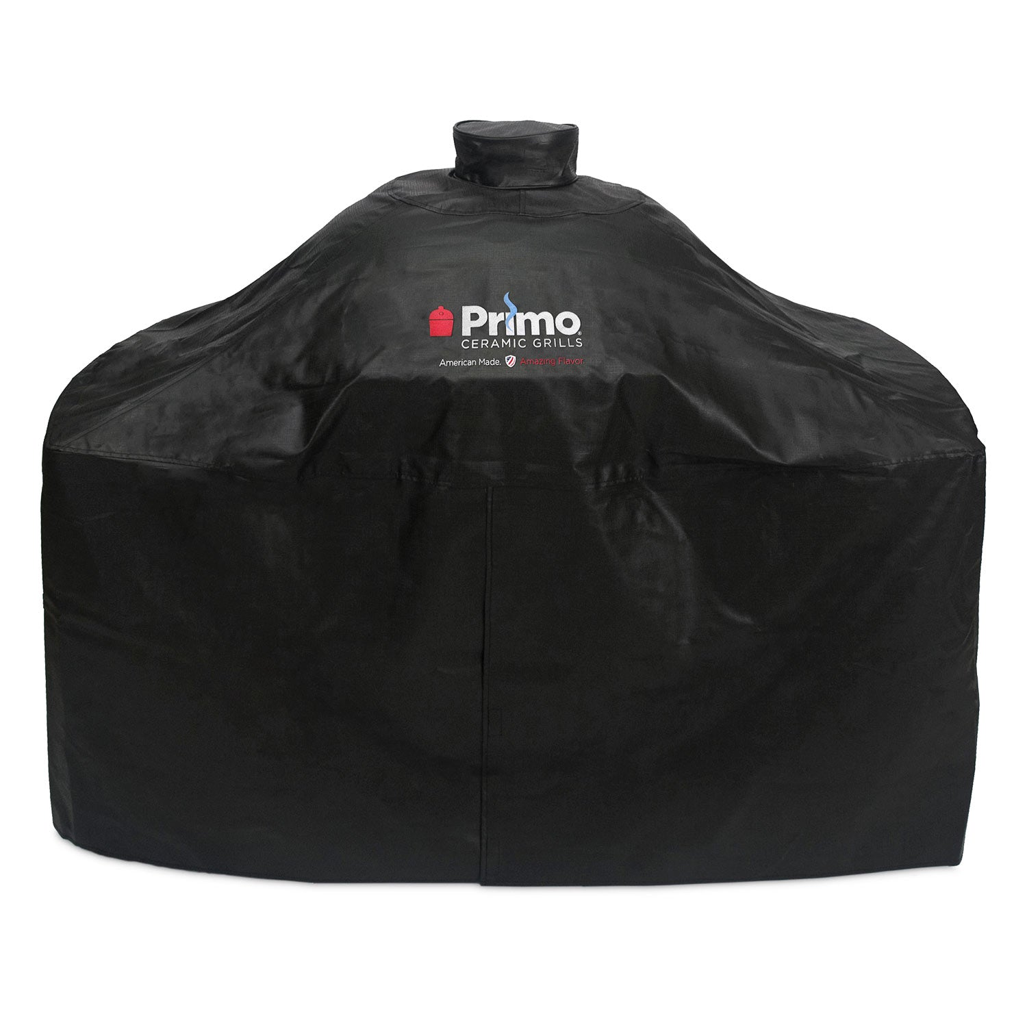 Black vinyl grill cover for oval JR 200 on cart, with logo and fitted base