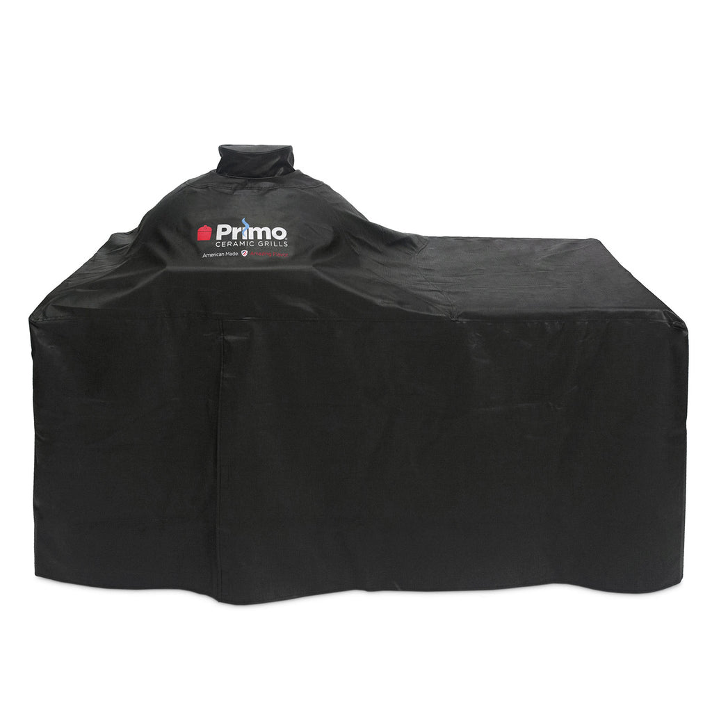 Vinyl grill cover for oval countertop table, dark black with secure drawstring