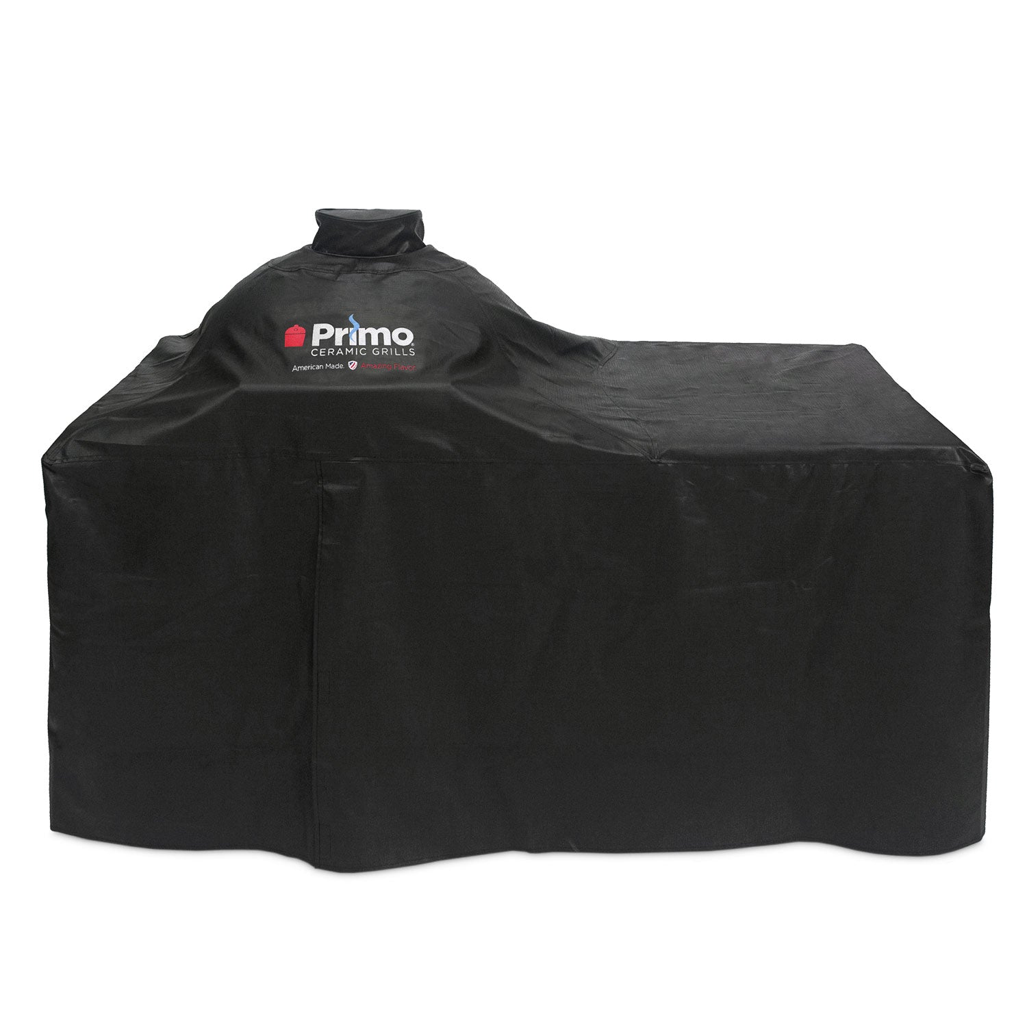 Vinyl grill cover for oval countertop table, dark black with secure drawstring