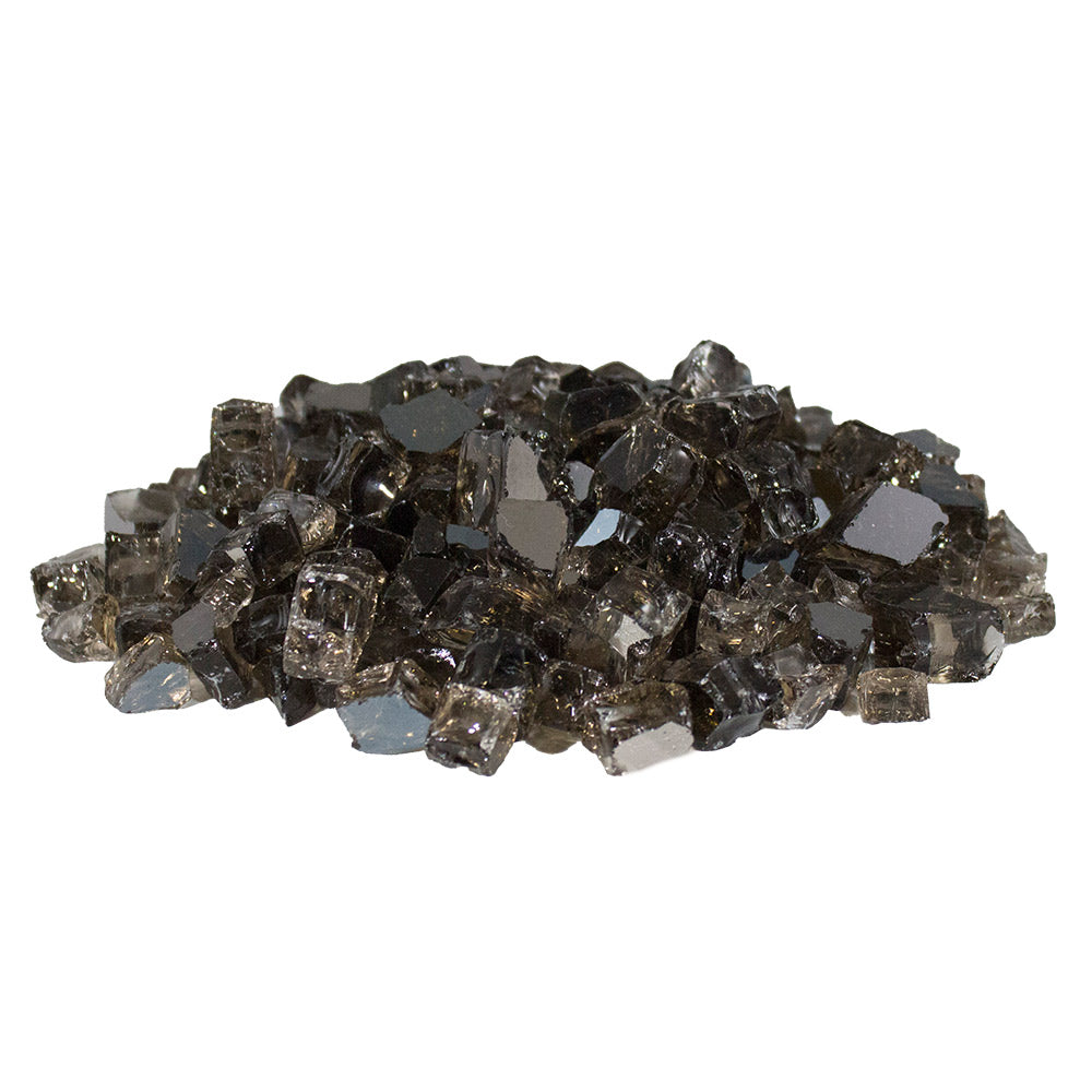 Bronze reflective fireglass pieces, dark shard-like stones for fire pits, 1/2 to 3/4 in