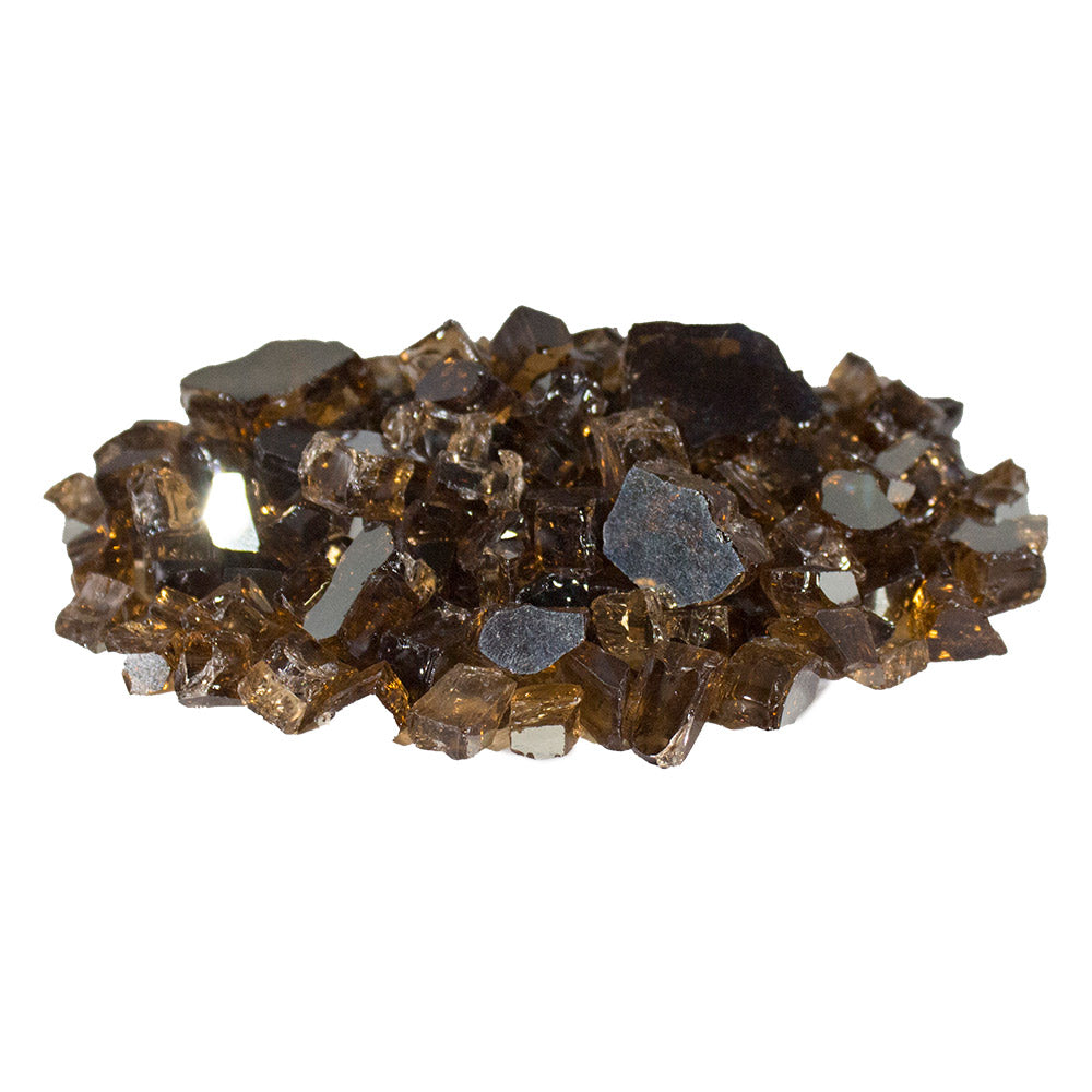 Reflective fireglass chunks, dark brown and gray, 1/2–3/4 inch