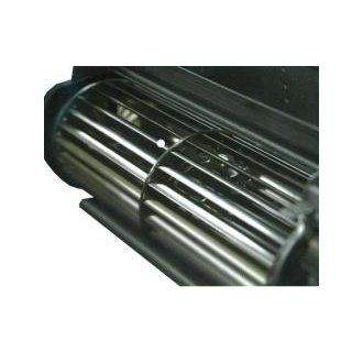 Metal blower fan housing with vent fins and wiring terminal