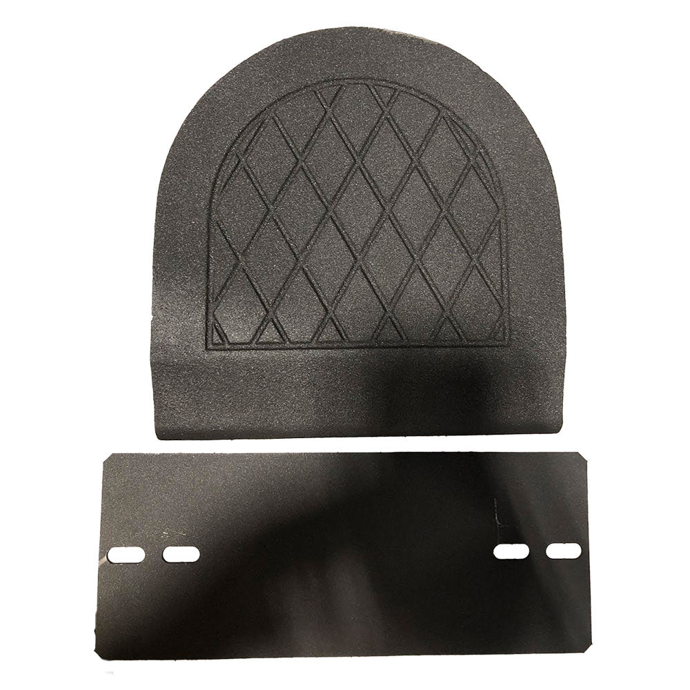 Black arched trivet with diamond grid pattern and flat base