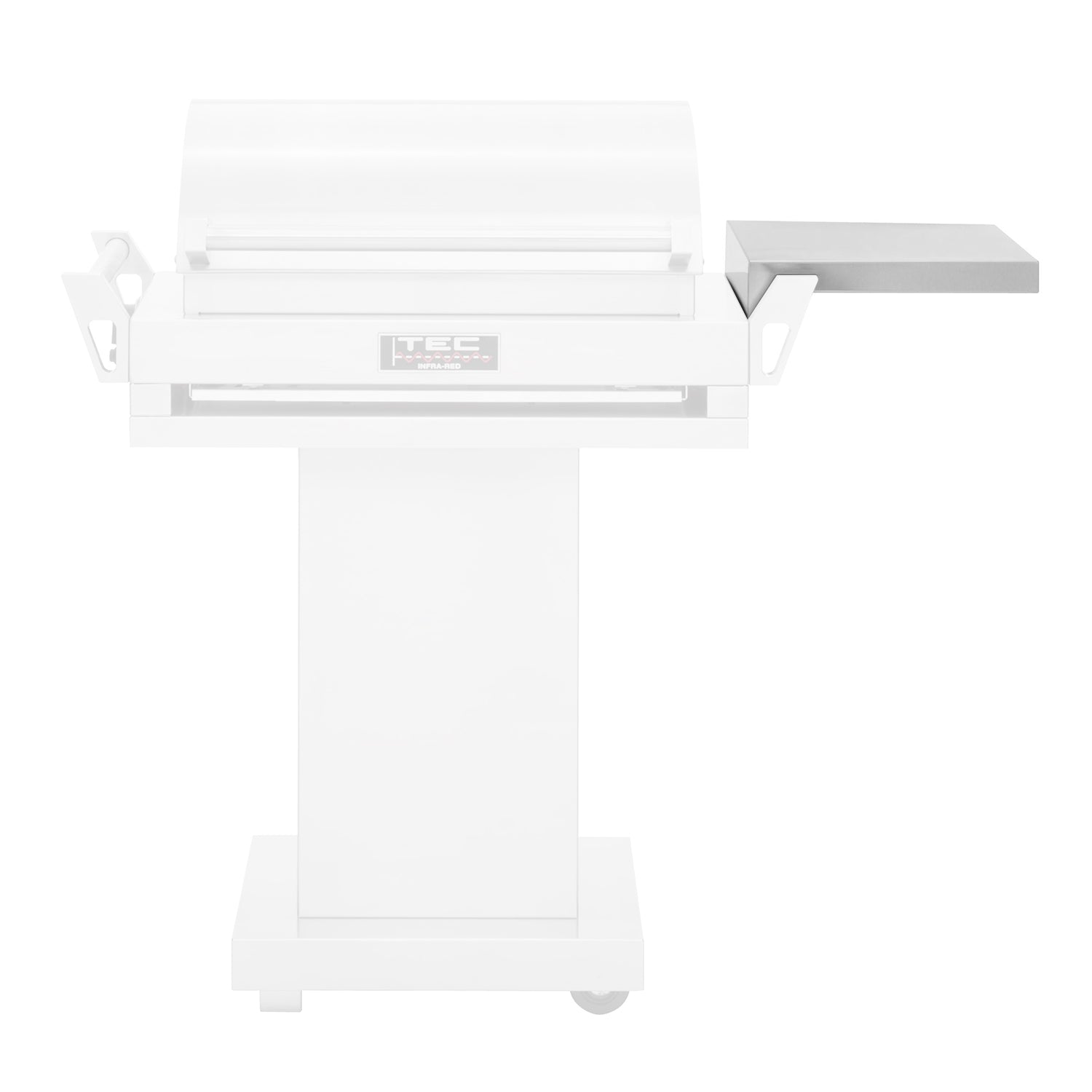 Stainless steel right-side shelf mounted on grill cart