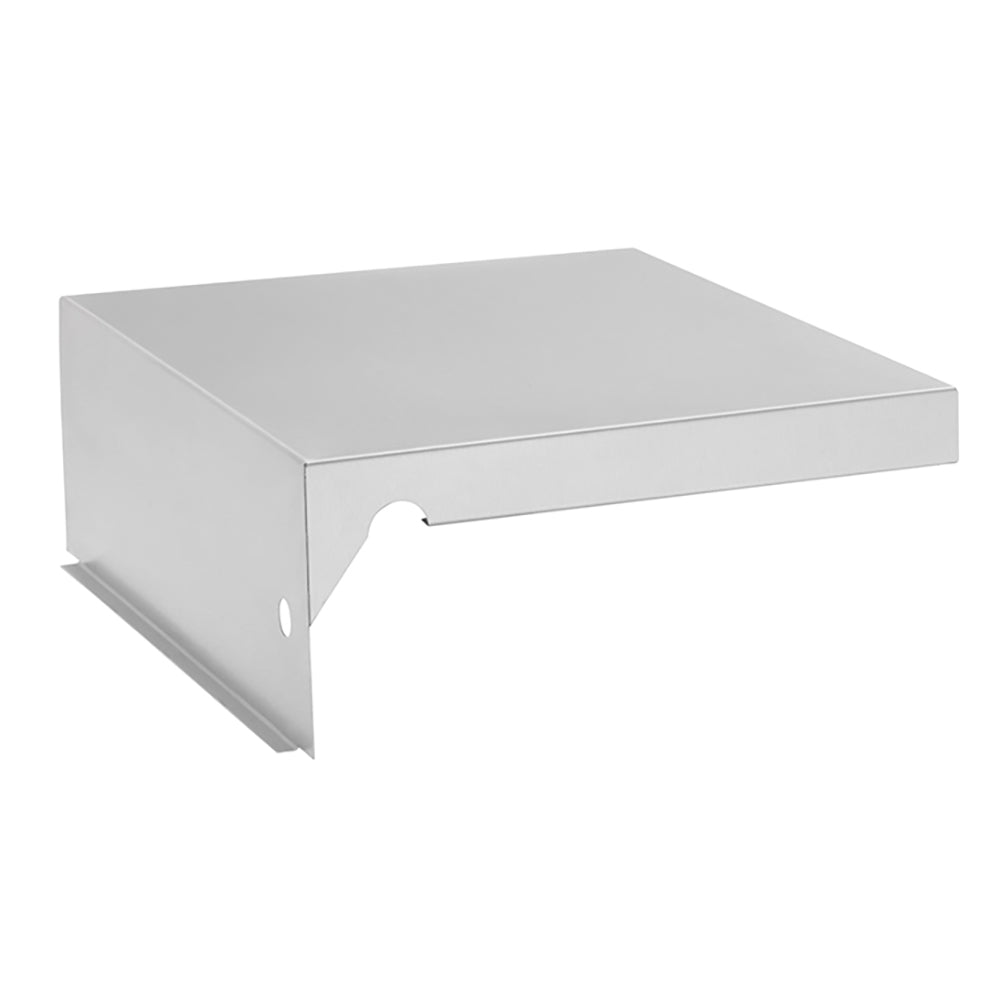 Stainless steel right-side shelf with curved front notch