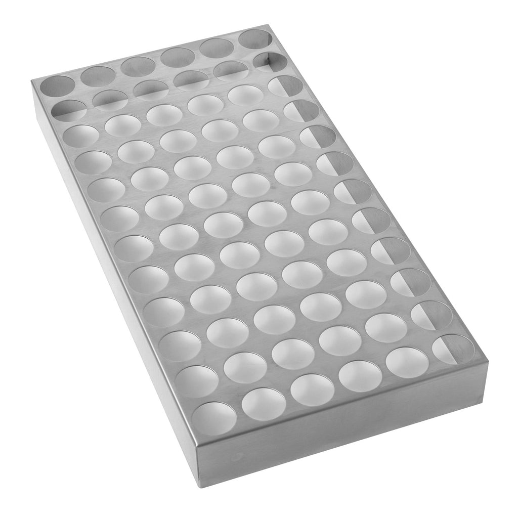 Pizza oven rack with round perforations, flat metal tray