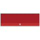 Outdoor ventilation hood in red with front vent strip and center emblem.