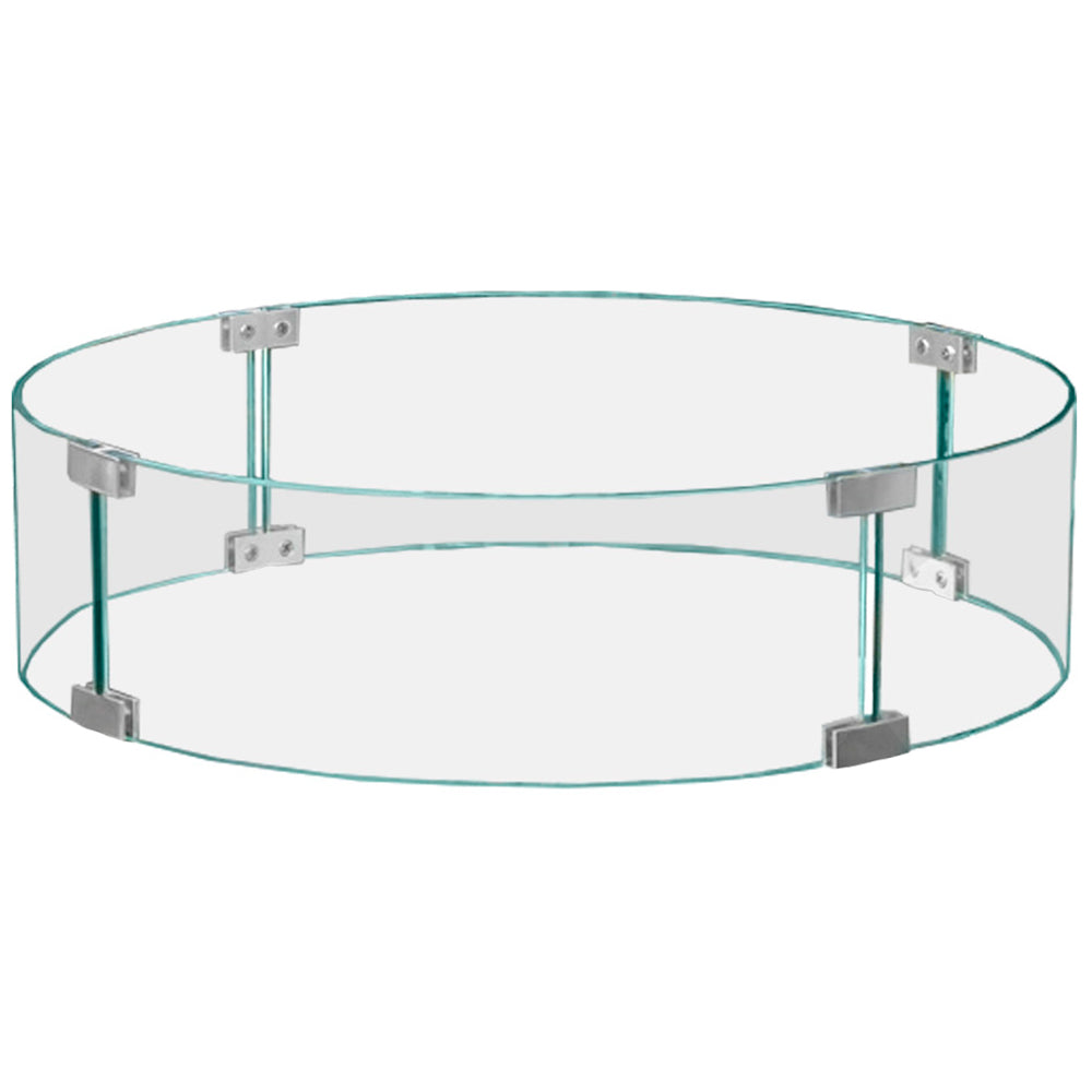 Round tempered glass wind guard with metal support brackets