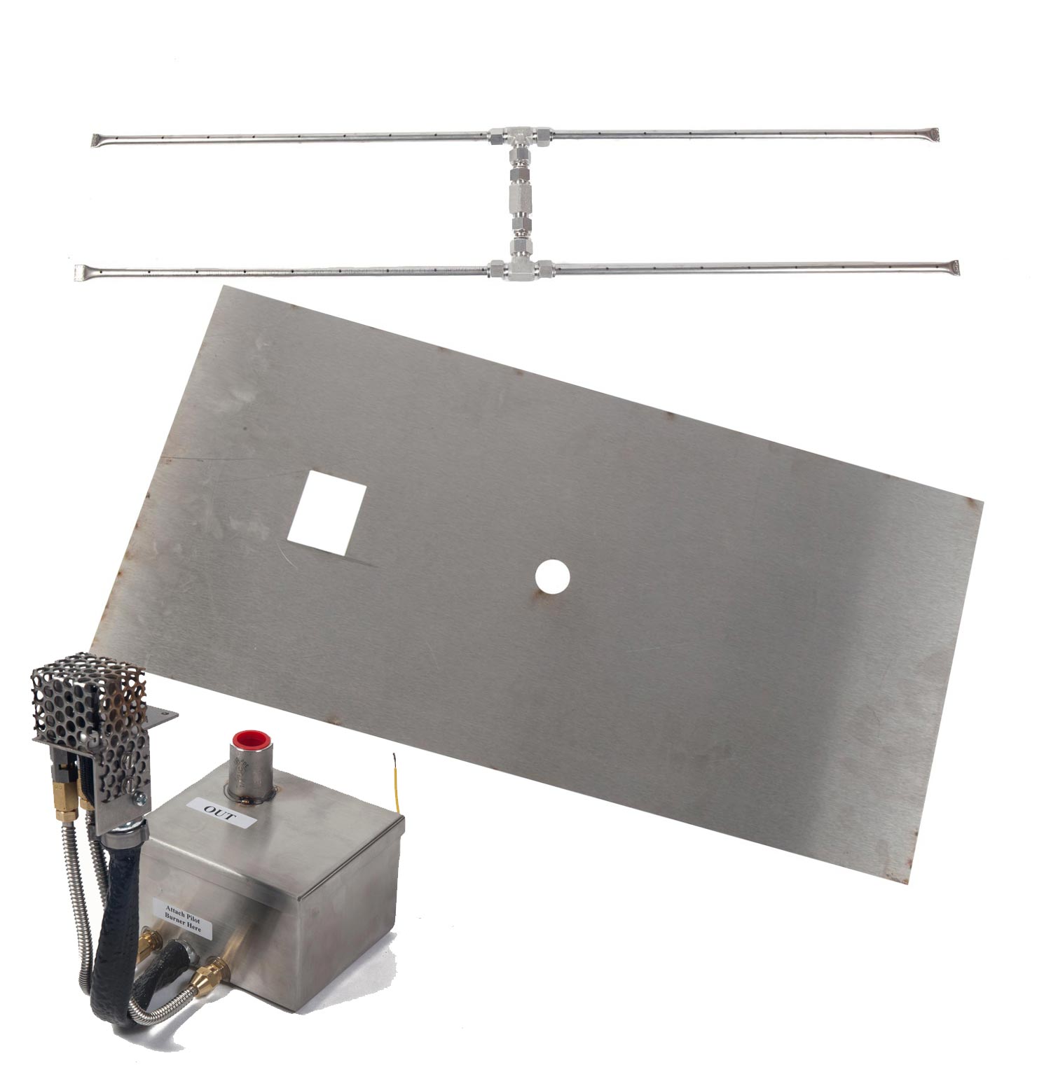 Fire by Design MGRTFBP-H Gas Fire Pit Burner Kit with Linear Flat Pan