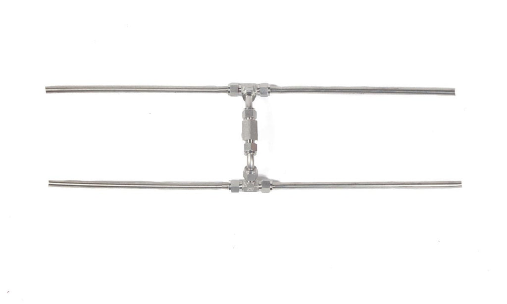 Fire by Design SMH H-style submersible gas fire manifold with twin metal pipes