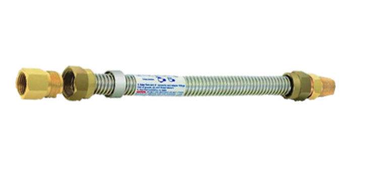 Stainless steel gas flex line with brass end fittings and corrugated flexible hose