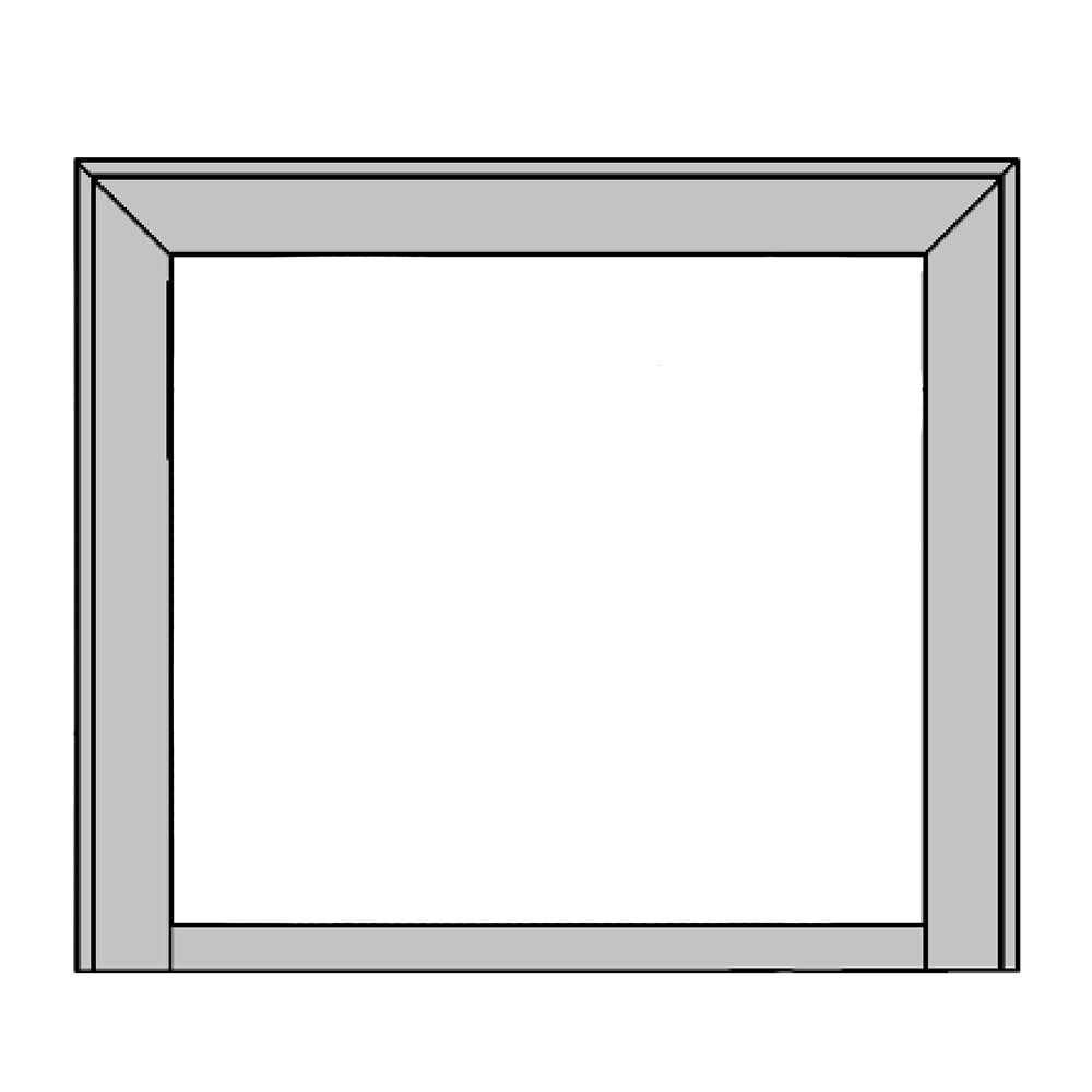 Black fireplace surround panel with large rectangular opening, louvered direct vent style