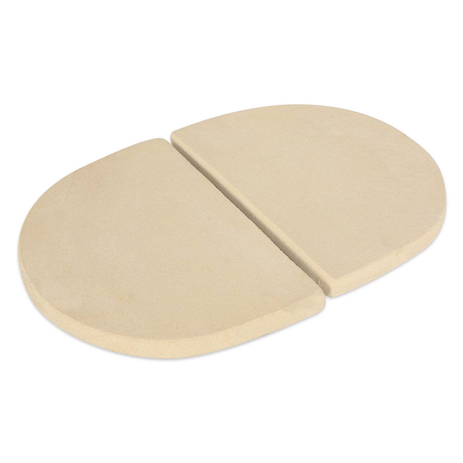Ceramic oval heat deflector plates, two-piece set, light beige