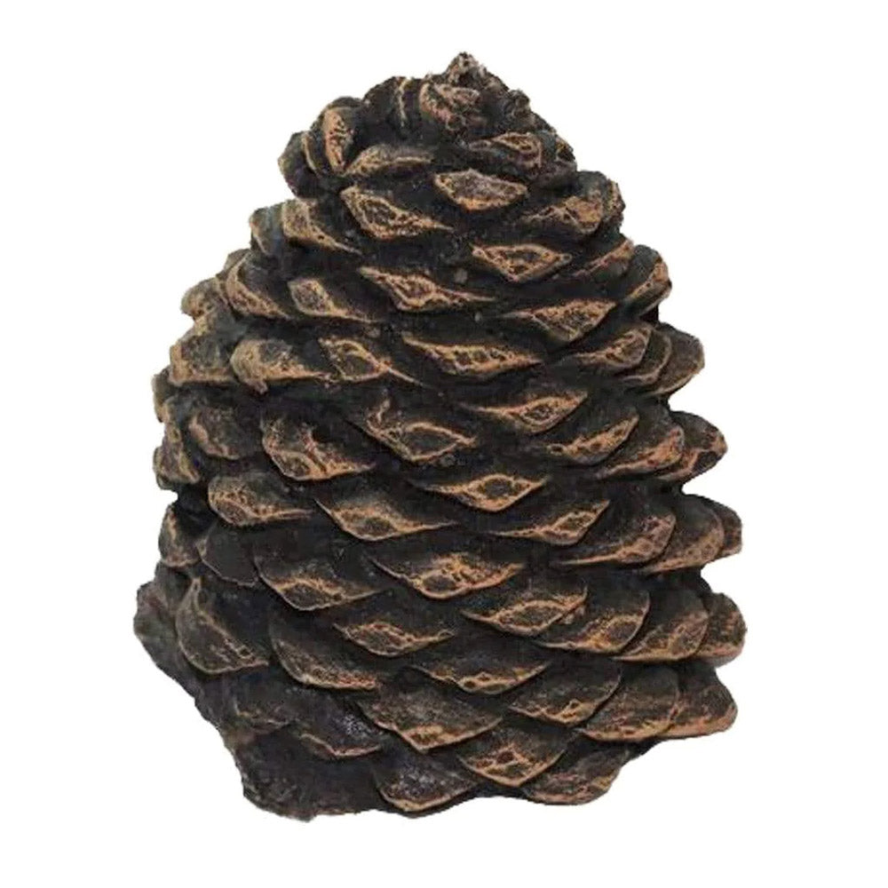 Decorative small pine cone ornament with dark brown textured scales