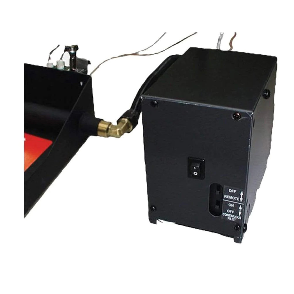 Black electronic ignition pilot control box with power switch and wiring terminals