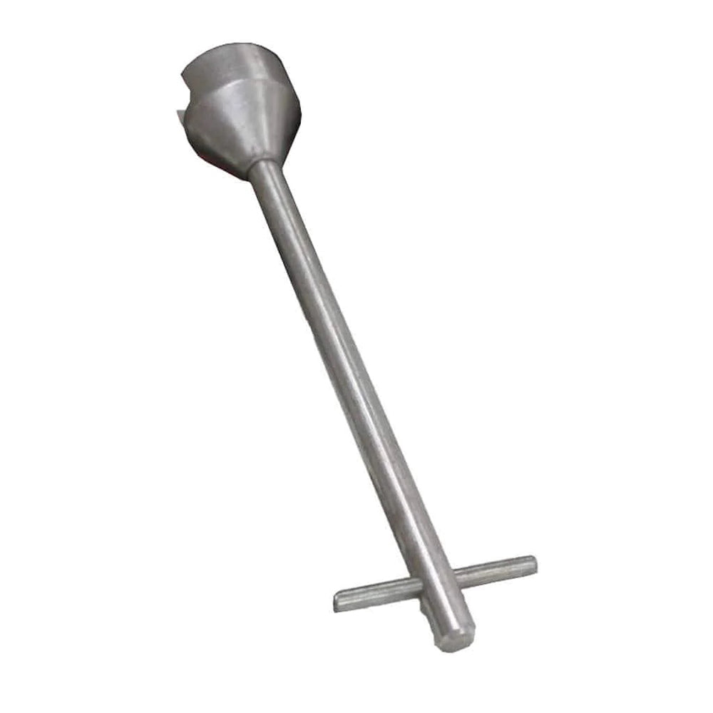 Gas valve extension handle with angled end and crossbar, metal rod