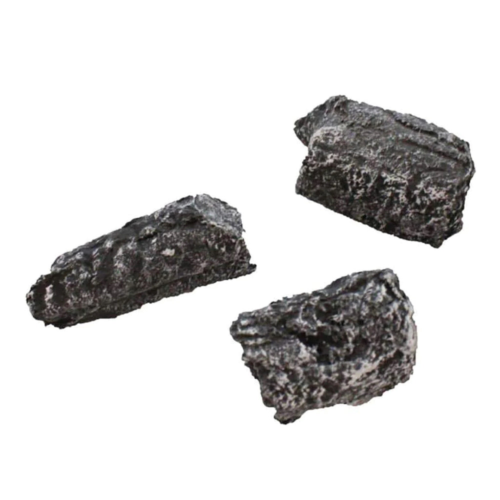 Decorative charred fiber chips, dark gray textured set of three pieces