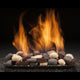 River stone set with assorted beige and dark stones for fire pit