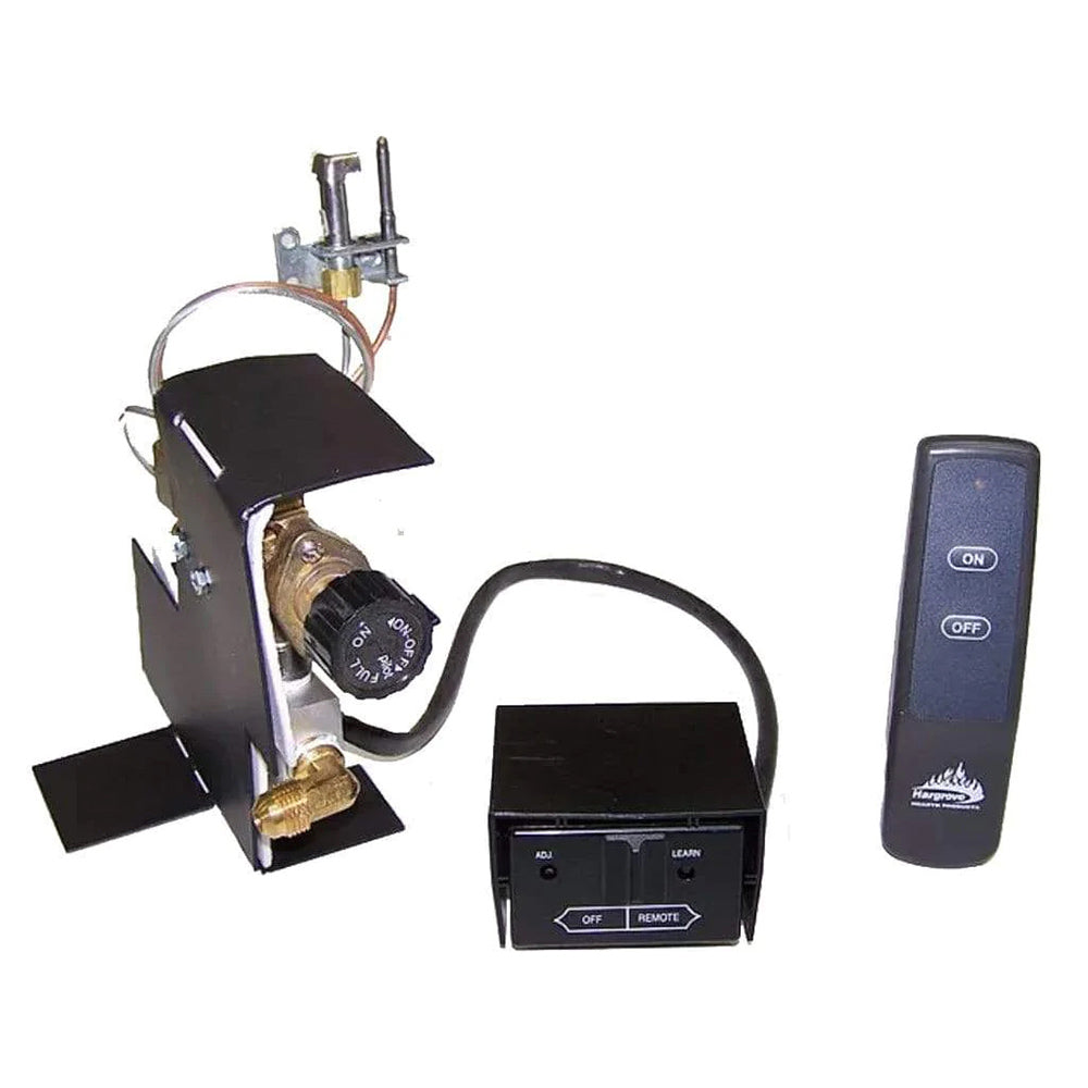 Safety pilot control unit with latchtap and handheld remote, black and metal components