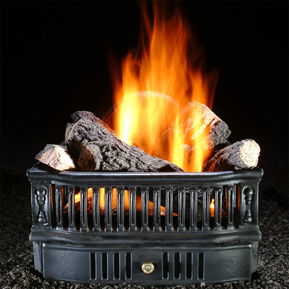 Hargrove Olde World Basket Vented Gas Log Set with Burner Kit and Manual Safety Pilot Kit, 19-Inch (HGOB191T)