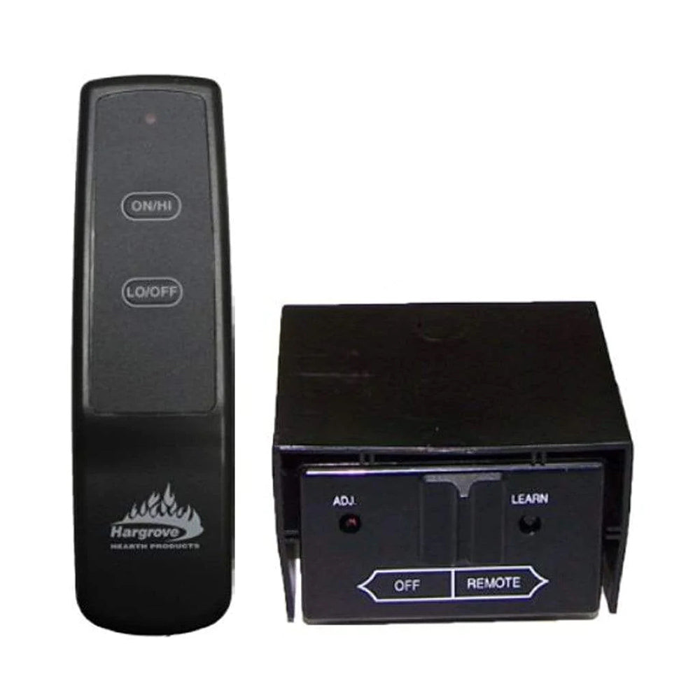 Black variable flame remote control with handheld remote and wall receiver box