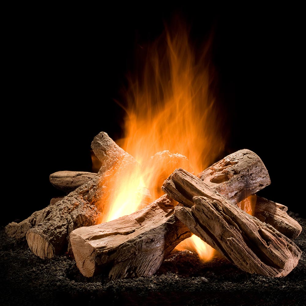 Fireteam Split Stack Hargrove Outdoor Wilderness Split Gas Log Fire Pit Stack Set with Fire ...