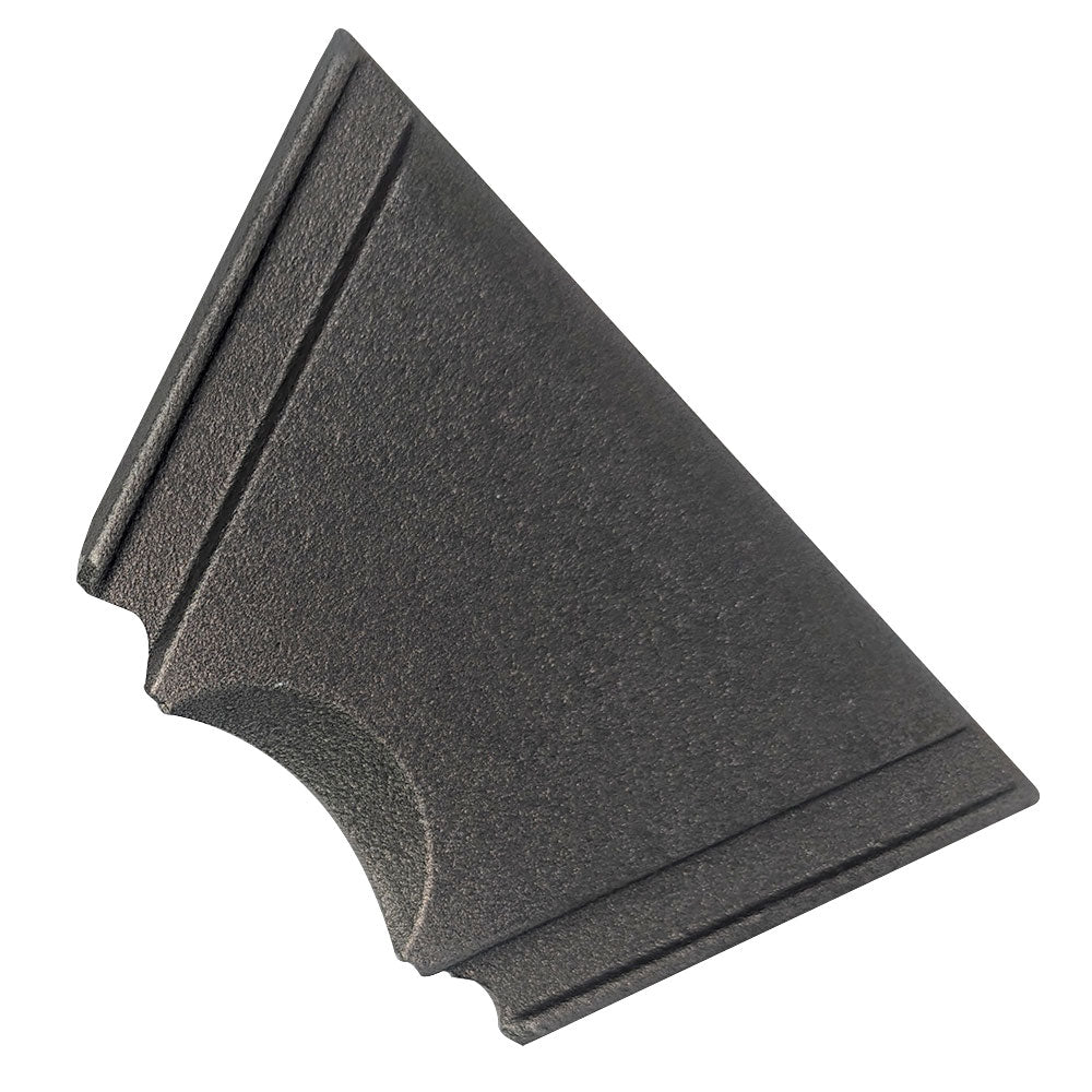 Replacement flame guide, dark gray metal shield with curved cutout edge