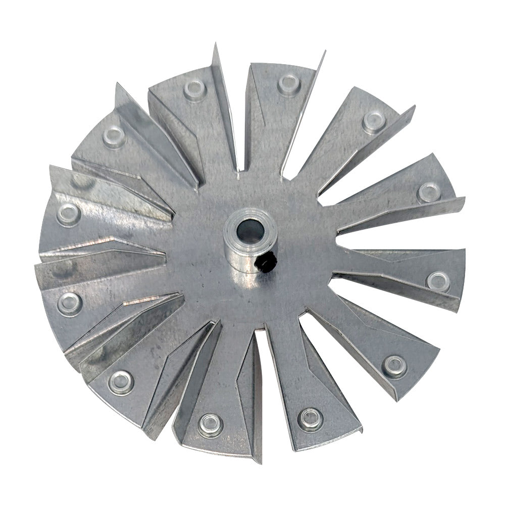 Metal replacement fan blade with round hub and double paddles