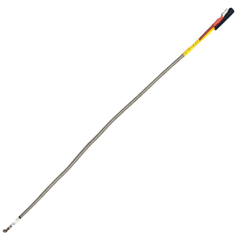 14-inch replacement thermocouple with metal probe and connector end, taped wire lead